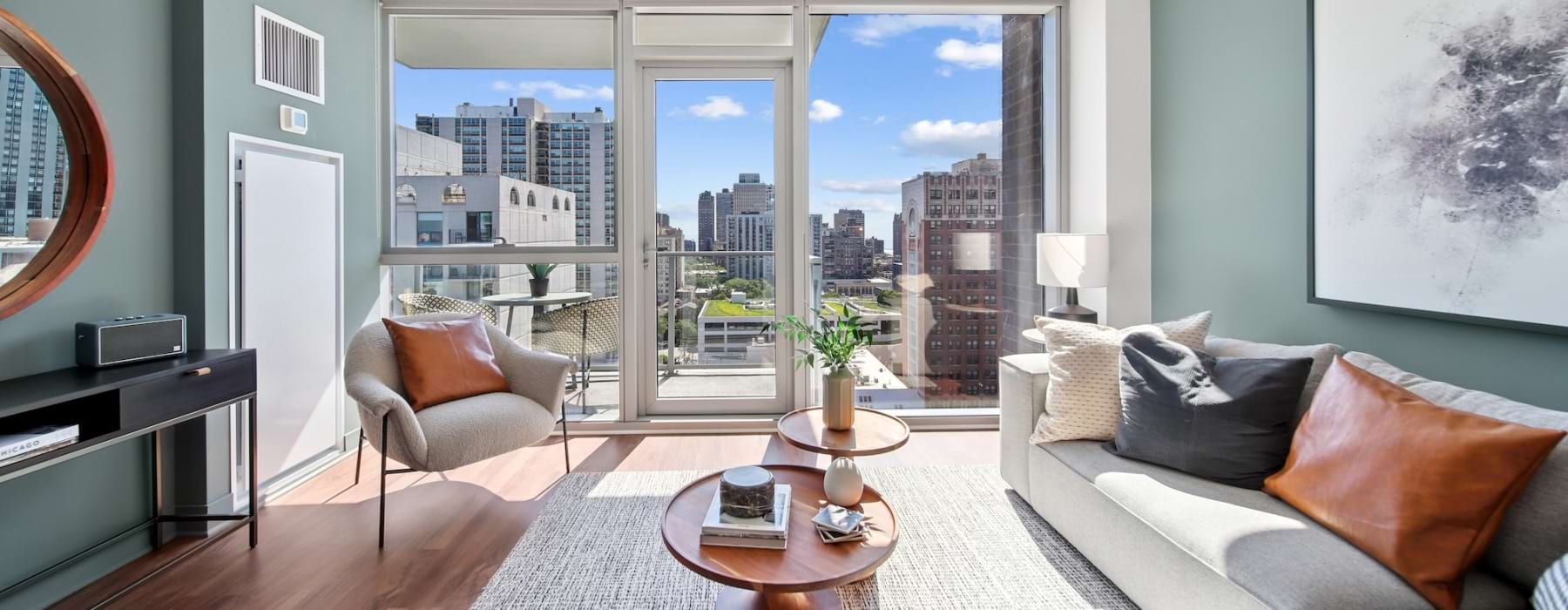 living room with furniture and windows