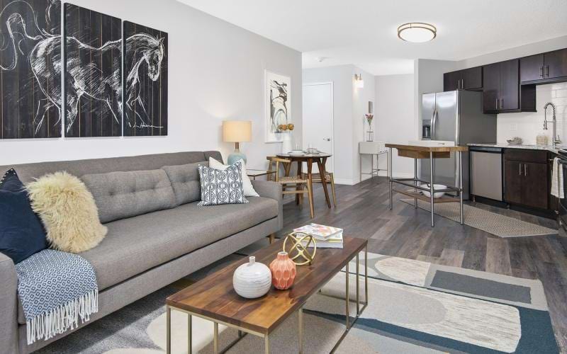 living room open to kitchen
