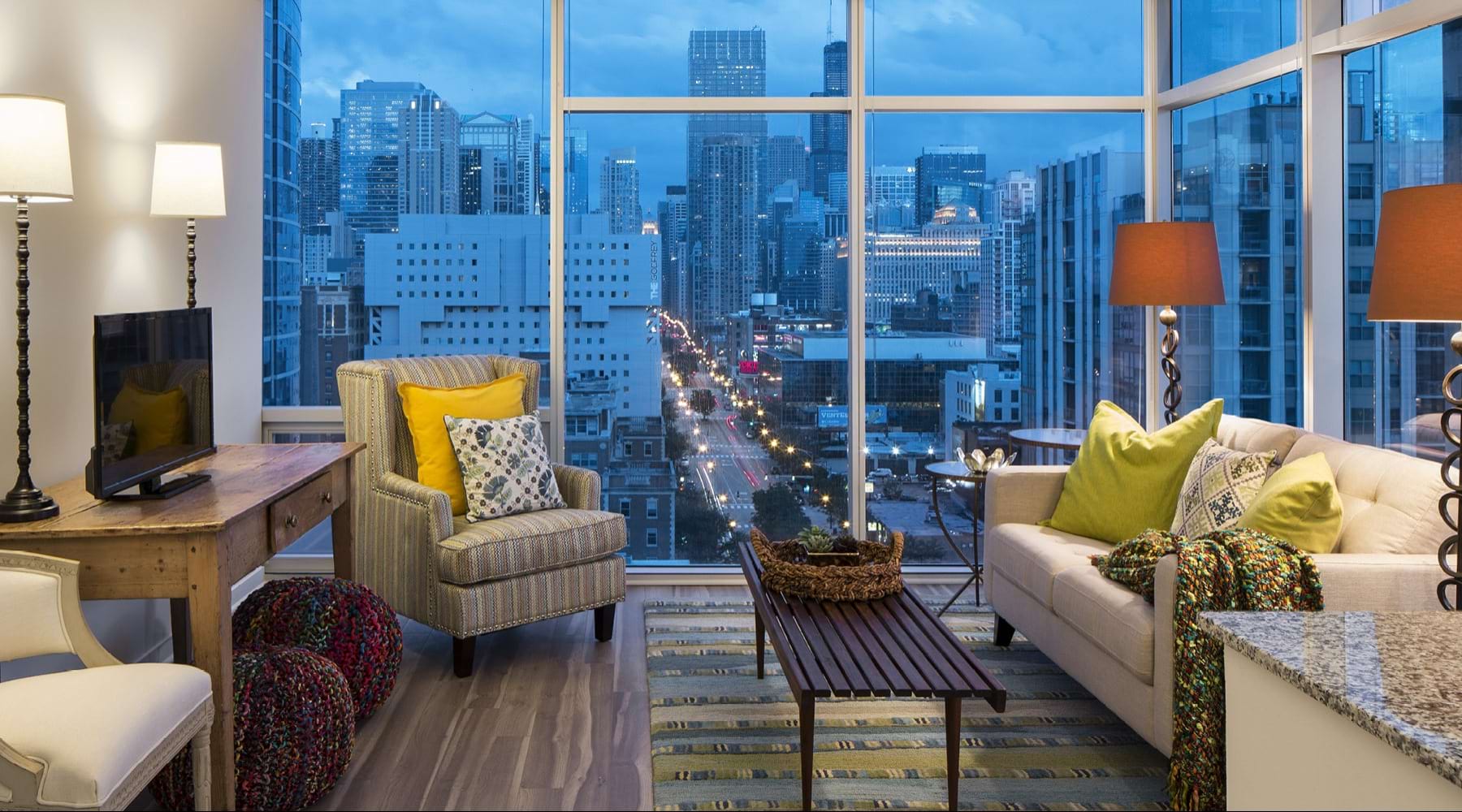 Open space living area with natural lighting