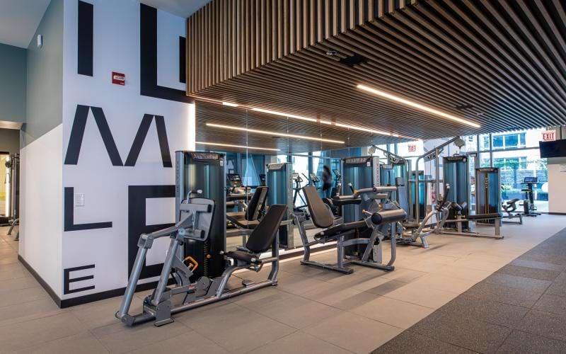 a gym with exercise equipment