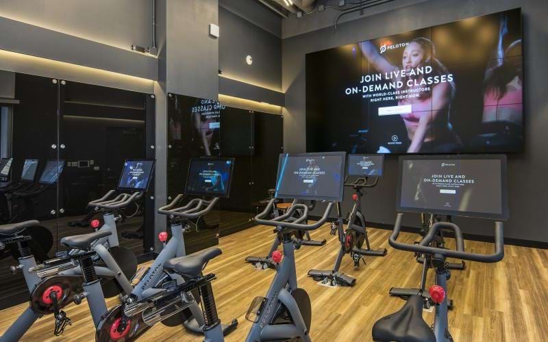 a gym with exercise equipment