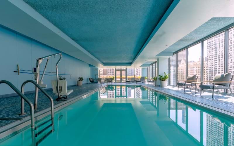 Large indoor pool at State and Grand Apartments in Chicago, IL.