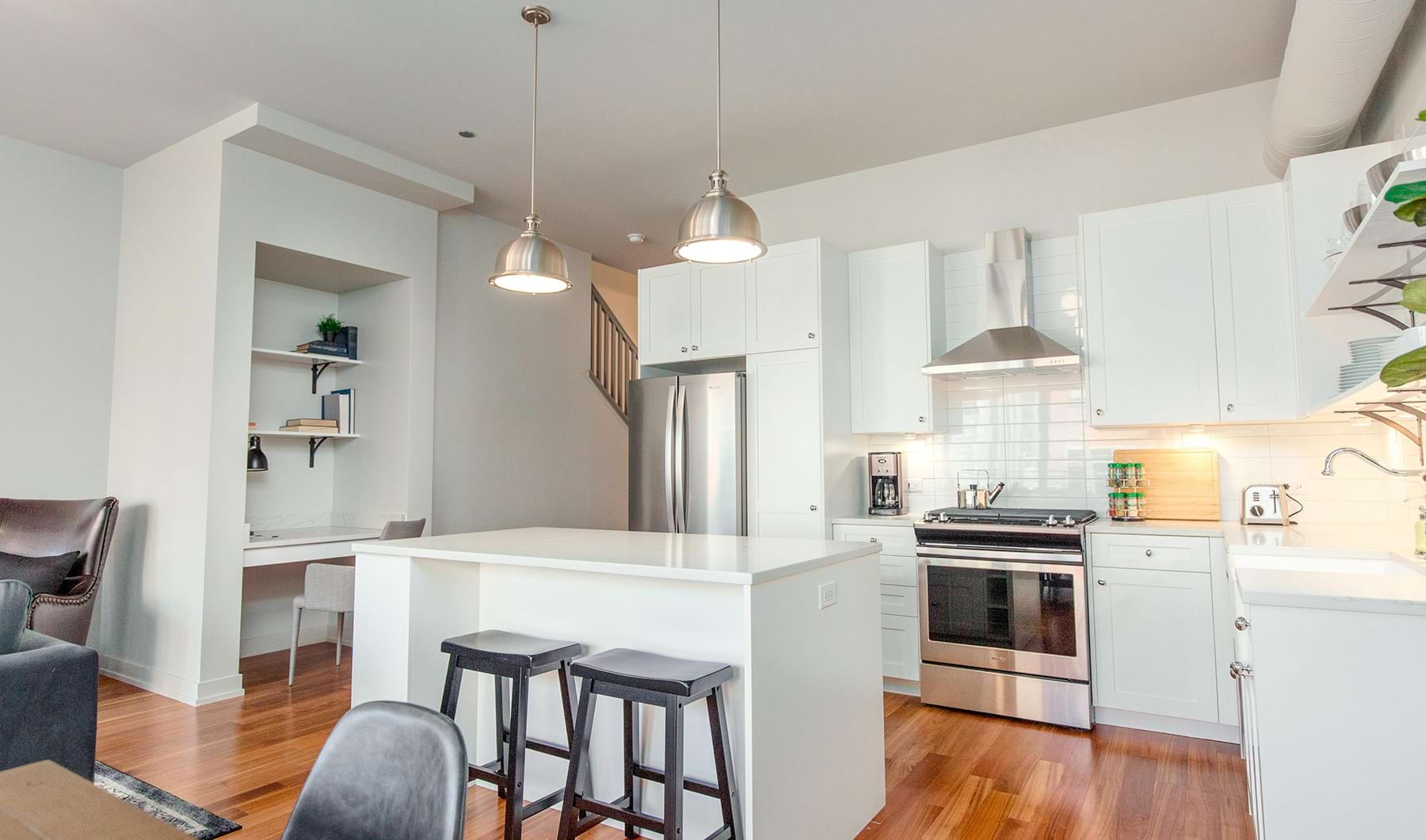 well lit kitchen 