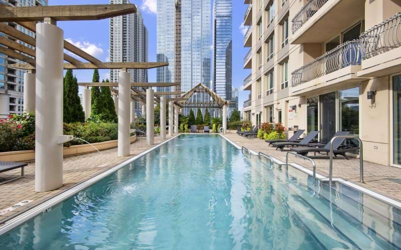 a pool in a city