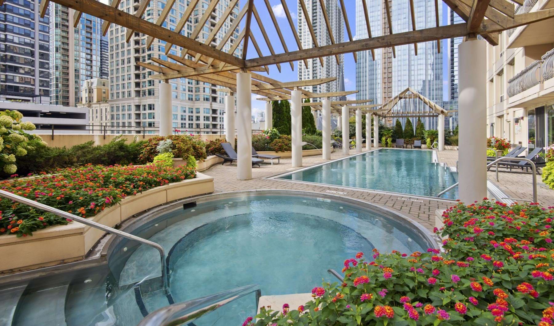 a large water fountain in a courtyard