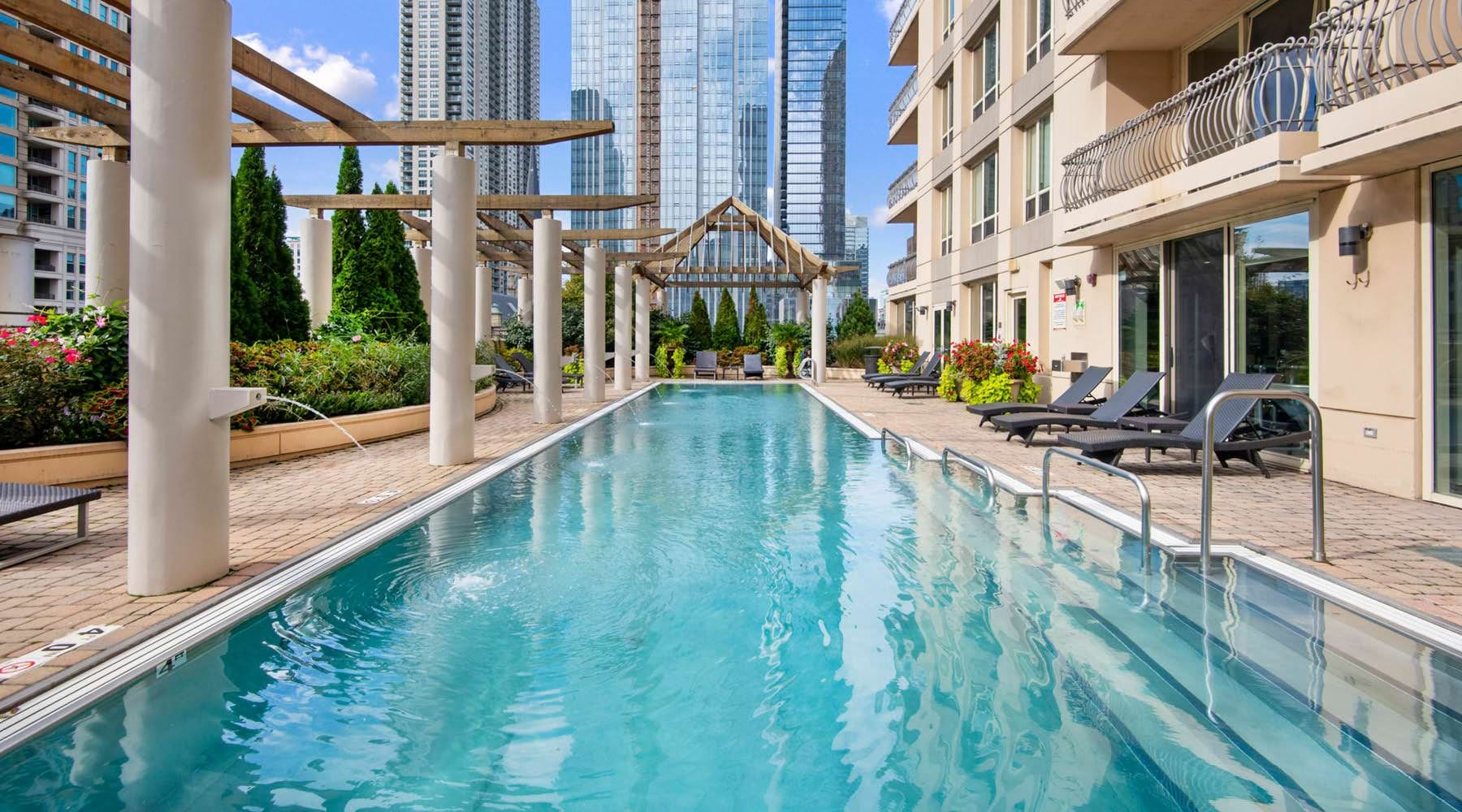 a pool in a city